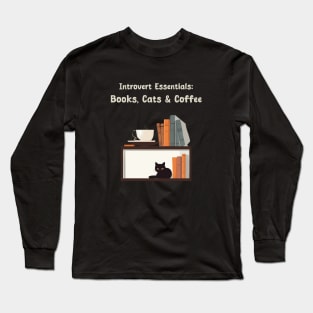 Coffee, Cats and books Long Sleeve T-Shirt